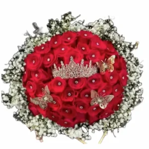Ramo de 36 rosas rojas con corona